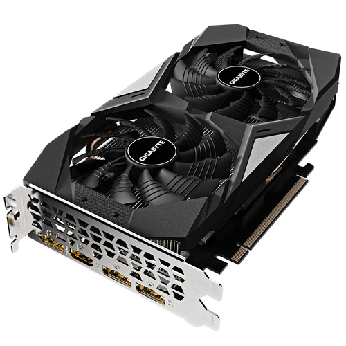 Gigabyte GTX 1660 OC 6G graphics card showing dual fans and HDMI output ports