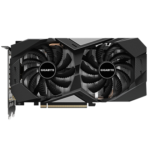 Front view of Gigabyte GTX 1660 OC 6G with WINDFORCE 2X cooling system