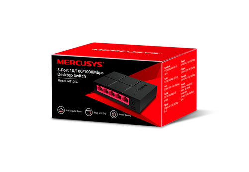 Mercusys 5-Port 10/100/1,000 Mbps, Gigabit Ethernet, Unmanaged Desktop Switch
