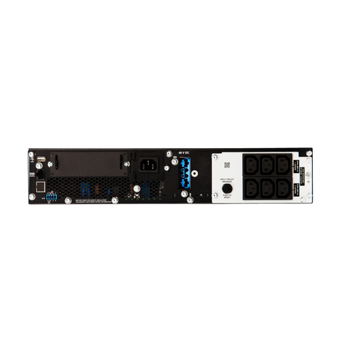 APC Smart UPS SRT1500RMXLI-NC rackmount 1500W UPS with 6 IEC C13 outlets rear panel