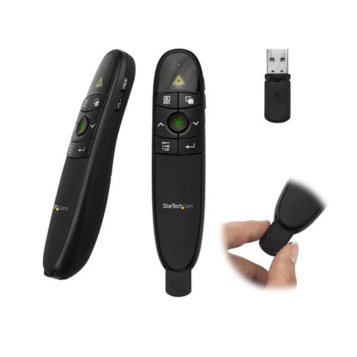 StarTech.com Wireless Presentation Remote, Green Laser Pointer USB, 27 m, Black