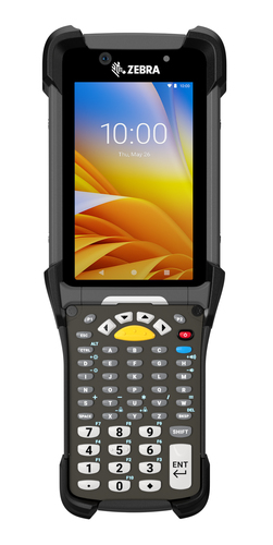 Zebra MC9300 handheld mobile computer, black, front view with 4.3" dual-touch screen