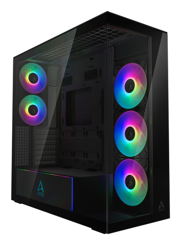 ARCTIC Xtender Premium E-ATX gaming PC case with tempered glass side panel and high airflow design.