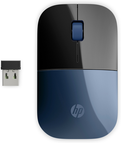 HP Z3700 Blue Wireless Mouse, Ambidextrous, Optical, 1200 DPI, Black