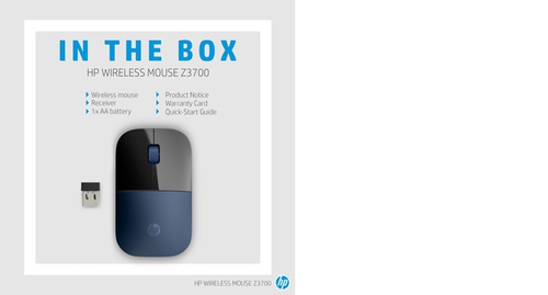 HP Z3700 Blue Wireless Mouse, Ambidextrous, Optical, 1200 DPI, Black