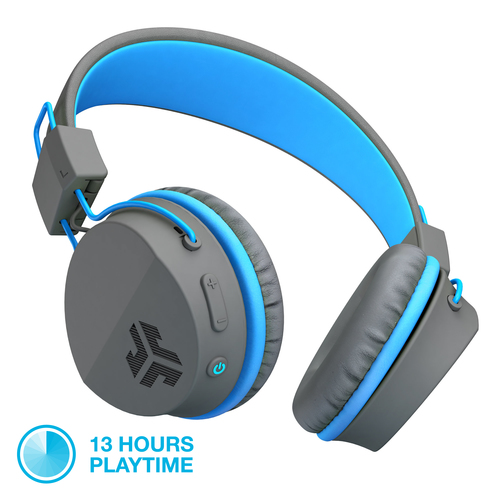 JLab JBuddies Kids Wireless Headphone/Headphones, Music, Blue, Graphite