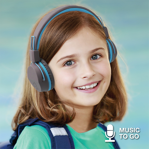 JLab JBuddies Kids Wireless Headphone/Headphones, Music, Blue, Graphite