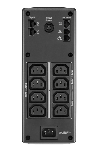 Side view of APC Back-UPS Pro showing 8 C13 outlets