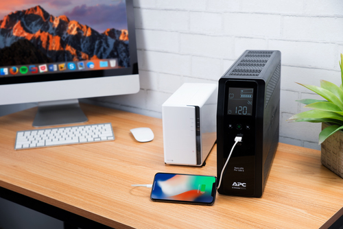 APC Back UPS Pro tower UPS installed in home office setup