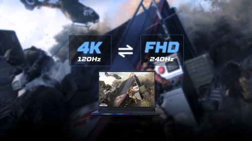 Gaming laptop open showing dynamic Milkyway RGB lighting on rear chassis