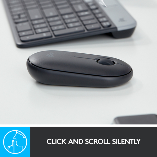 Logitech Pebble M350, Ambidextrous, Optical, RF Wireless + Bluetooth, Mouse