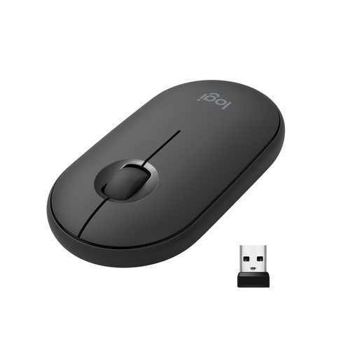 Logitech Pebble M350, Ambidextrous, Optical, RF Wireless + Bluetooth, Mouse