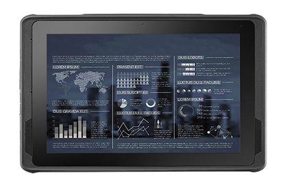 Advantech AIM-68 rugged tablet front view, 10.1 inch display in black with Android 6.0