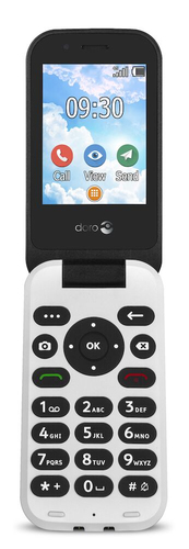 Doro 7030 Flip Phone, 2.8", Dual SIM, 3MP Camera, Long Battery, Black/White