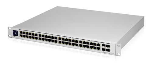 Ubiquiti UniFi Pro 48 port managed switch front Ethernet ports close up