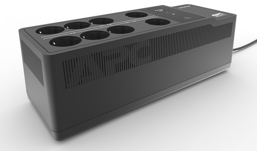 Top angle of APC Back-UPS 850VA with USB ports and power buttons