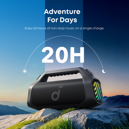 Soundcore Boom 2 Pro Bluetooth speaker with USB C charging port detail