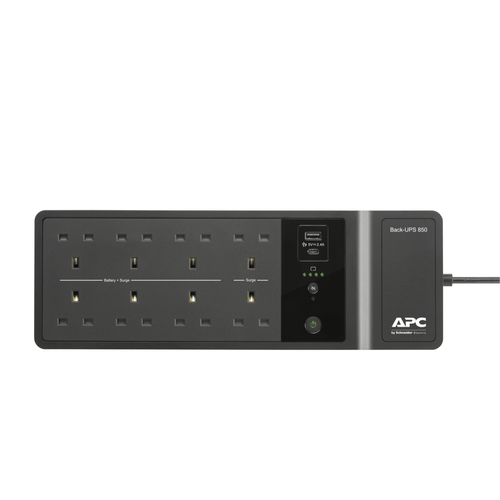 APC BE850G2 UK uninterruptible power supply with 8 UK outlets close view