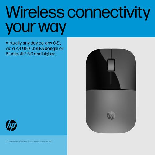 HP Z3700 Dual Silver Mouse, Ambidextrous, RF Wireless + Bluetooth