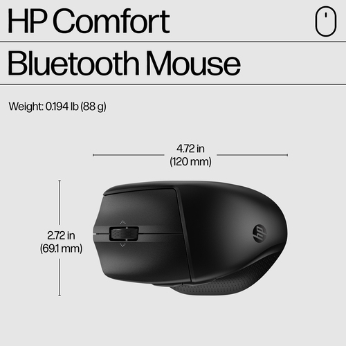 HP 480 Comfort Bluetooth Mouse, Right-hand, Bluetooth, 4000 DPI, Black