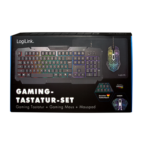 LogiLink wired gaming keyboard with 3.8 mm key travel and 60 g actuation force