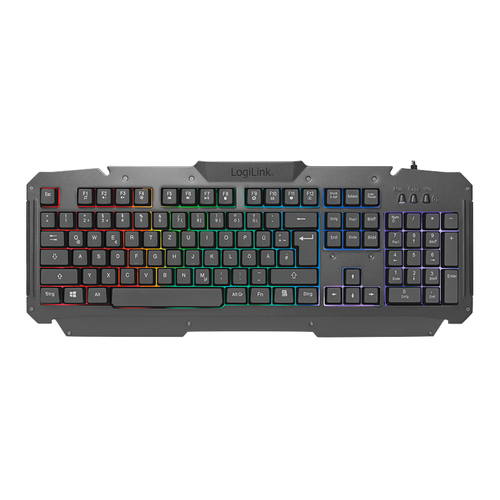 LogiLink ID0185 gaming set including keyboard, 5-button optical mouse, and large mouse pad
