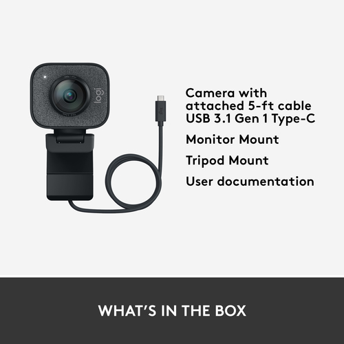 Logitech StreamCam, 1920 x 1080 pixels, Full HD, 60 fps, 1080p, 2 - 3.7 mm