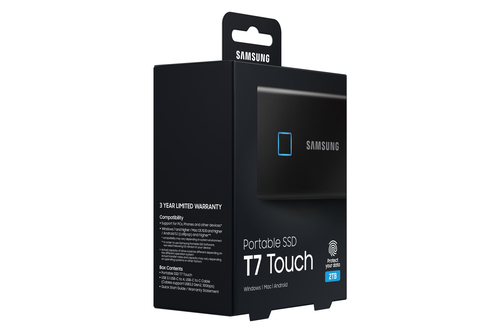 Samsung T7 Touch 2TB SSD – USB-C 3.2 Gen 2, 1050MB/s, Fingerprint Security
