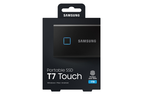 Samsung T7 Touch 1TB SSD – USB-C 3.2 Gen 2, 1050MB/s, Fingerprint Security