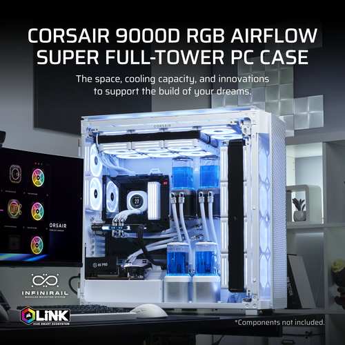 Corsair 9000D RGB AIRFLOW, ATX, Stainless steel, Tempered glass, Full Tower Case