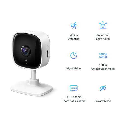 TP-Link Tapo home security camera showing live feed on smartphone with motion alerts