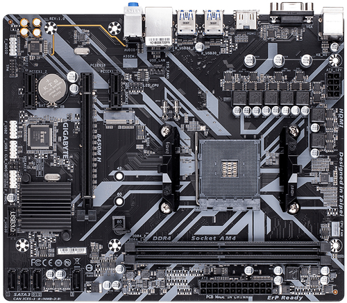 Gigabyte B450M H micro ATX AM4 motherboard top view image