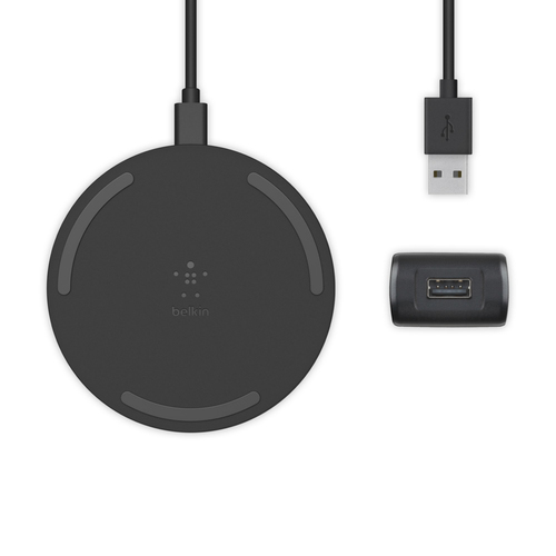 Belkin WIA001BTBK wireless charging pad black photo top view charging surface