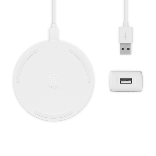 Belkin WIA001MYWH white wireless charging pad image top view