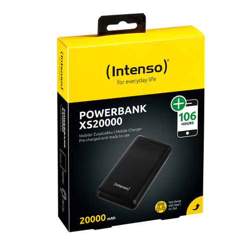 Intenso XS20000, 20000 mAh, Lithium Polymer (LiPo) Powerbank, 3.1 V Black
