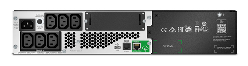 Rear panel of APC Smart UPS 1000VA showing IEC C14 input and multiple C13 outputs