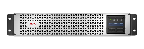 APC Smart UPS 1000VA Li Ion rackmount 2U line interactive UPS front view with LCD display