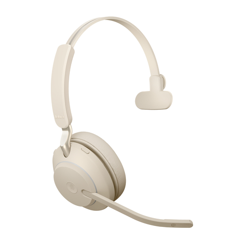 Jabra Evolve2 65, USB-A Mono, Wireless, 20 - 20000 Hz, Headset/Headphone, Beige