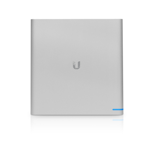 UniFi Cloud Key Gen2 Plus installed in network rack managing UniFi devices.