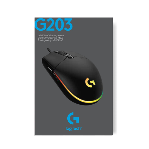 Logitech G G203 LIGHTSYNC Gaming Mouse, USB Type-A, 8000 DPI, White