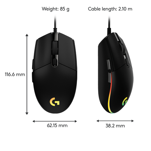 Logitech G G203 Gaming Mouse, USB Type-A, 8000 DPI