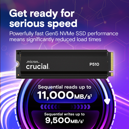 Crucial 1TB PCIe 5.0 NVMe SSD close up image