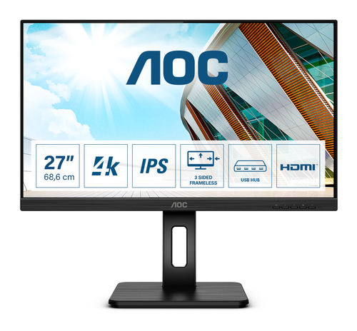 AOC P2 (U27P2), 68.6 cm (27"), 3840 x 2160 pixels, 4K Ultra HD, LED, Monitor