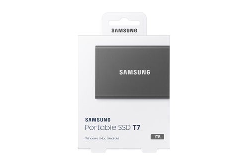 Samsung Portable SSD T7 1TB USB-C 3.2 Gen 2, 1050MB/s, Grey, Password Protected