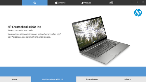 HP Chromebook x360 12b-ca0001na, Intel® Pentium® Silver 1.1 GHz 12" 4 GB, 64 GB