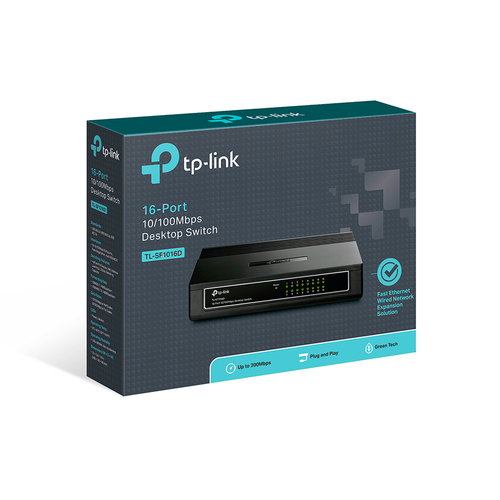 TP-Link (TL-SF1016D), Fast Ethernet, Desktop Switch