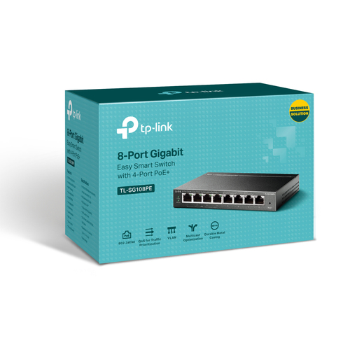 TP-Link (TL-SG108PE), L2, Gigabit PoE, Managed Network Switch
