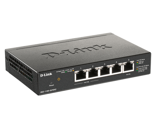 D-Link, 5-Port Gigabit PoE with 1 PD port, Smart Managed Switch