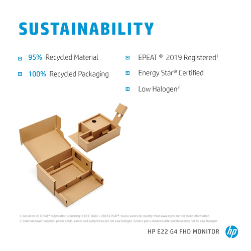 HP E-Series E22 G4, 54.6 cm (21.5"), 1920 x 1080 pixels, Full HD, LCD Monitor