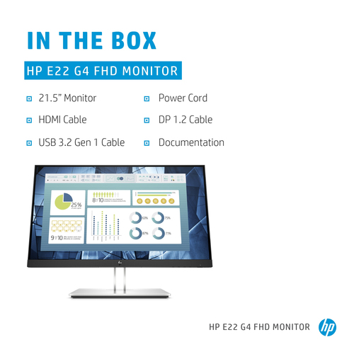 HP E-Series E22 G4, 54.6 cm (21.5"), 1920 x 1080 pixels, Full HD, LCD Monitor